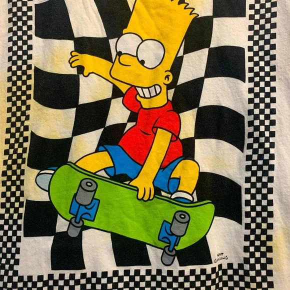 Bart Simpson- Skateboarding Yellow Tye Dye Tee Tshirt Sz:M The Simpson- unisex - Picture 3 of 12